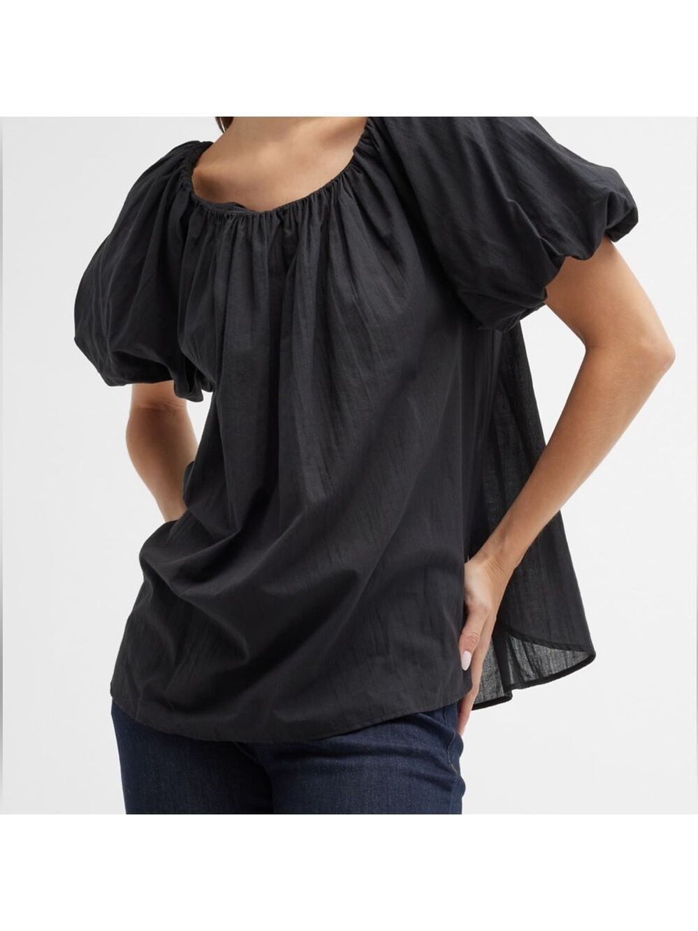 Harshman Keiko Black Blouse Size XS 100% Cotton NWT